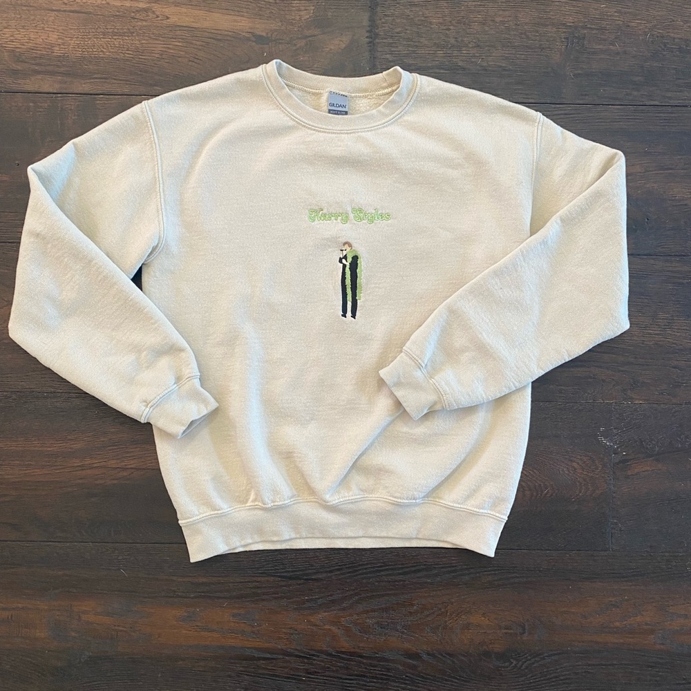 Harry Styles Cream Embroidered Crewneck Sweatshirt